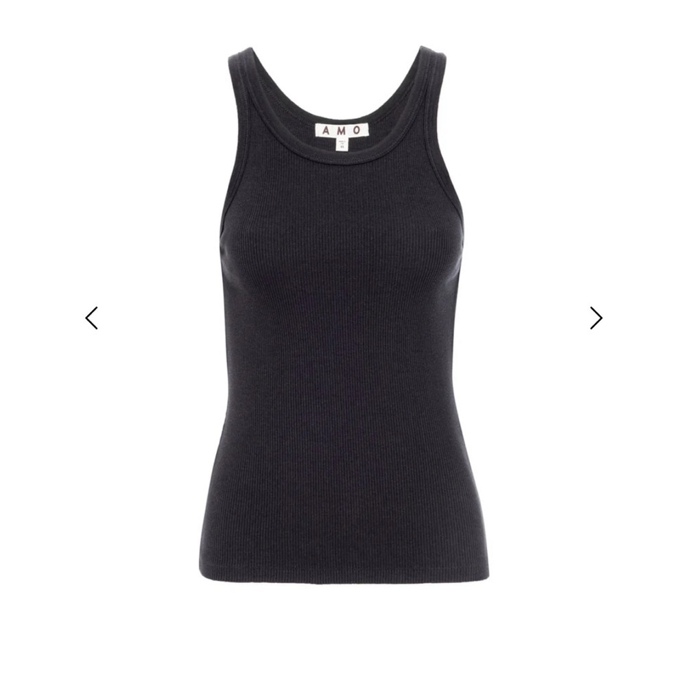 AMO Black Ribbed High Neck Tank Size XS